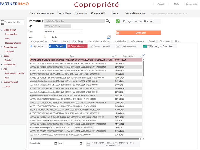 Fiche copropriétaire